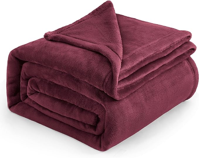 Bedsure Burgundy Red Fleece Blanket King Size - 280GSM Throw Blankets for Couch,Sofa,Bed, Soft Lightweight Plush Cozy Throws for Toddlers