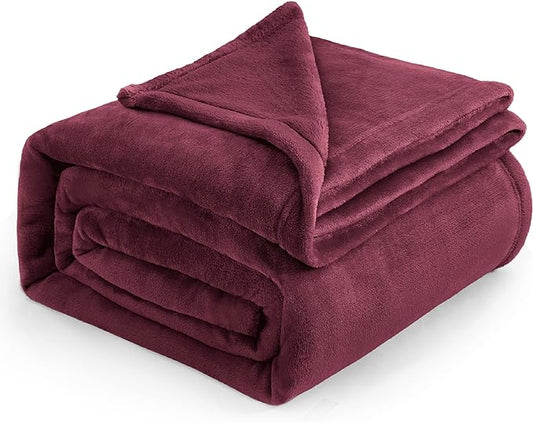 Bedsure Burgundy Red Fleece Blanket King Size - 280GSM Throw Blankets for Couch,Sofa,Bed, Soft Lightweight Plush Cozy Throws for Toddlers