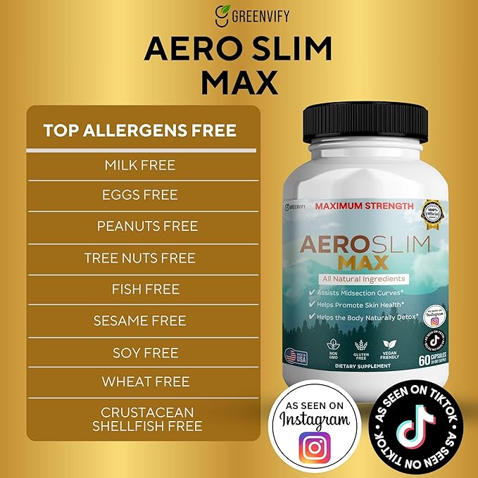 Aeroslim Max Natural Dietary Supplement, 60 Capsules, Maximum Strength, Vegan, Gluten Free, Non-GMO, Made in USA (2)