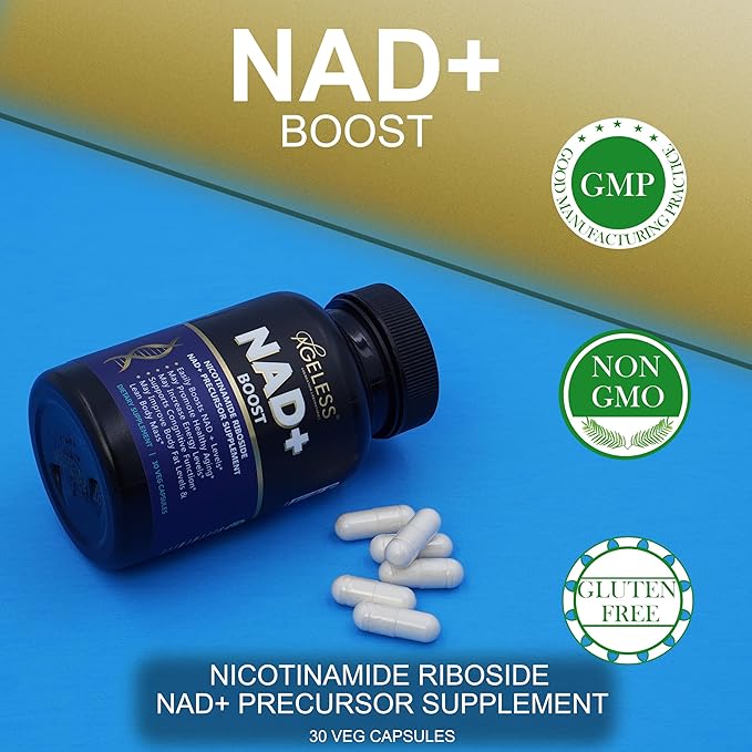 Ageless NAD Supplements for Women & Men | High Purity 300mg Nicotinamide Riboside Chloride | NMN Supplement for Anti-Aging | Support Energy, Focus, Body Fat and Cognitive Function 30 Count