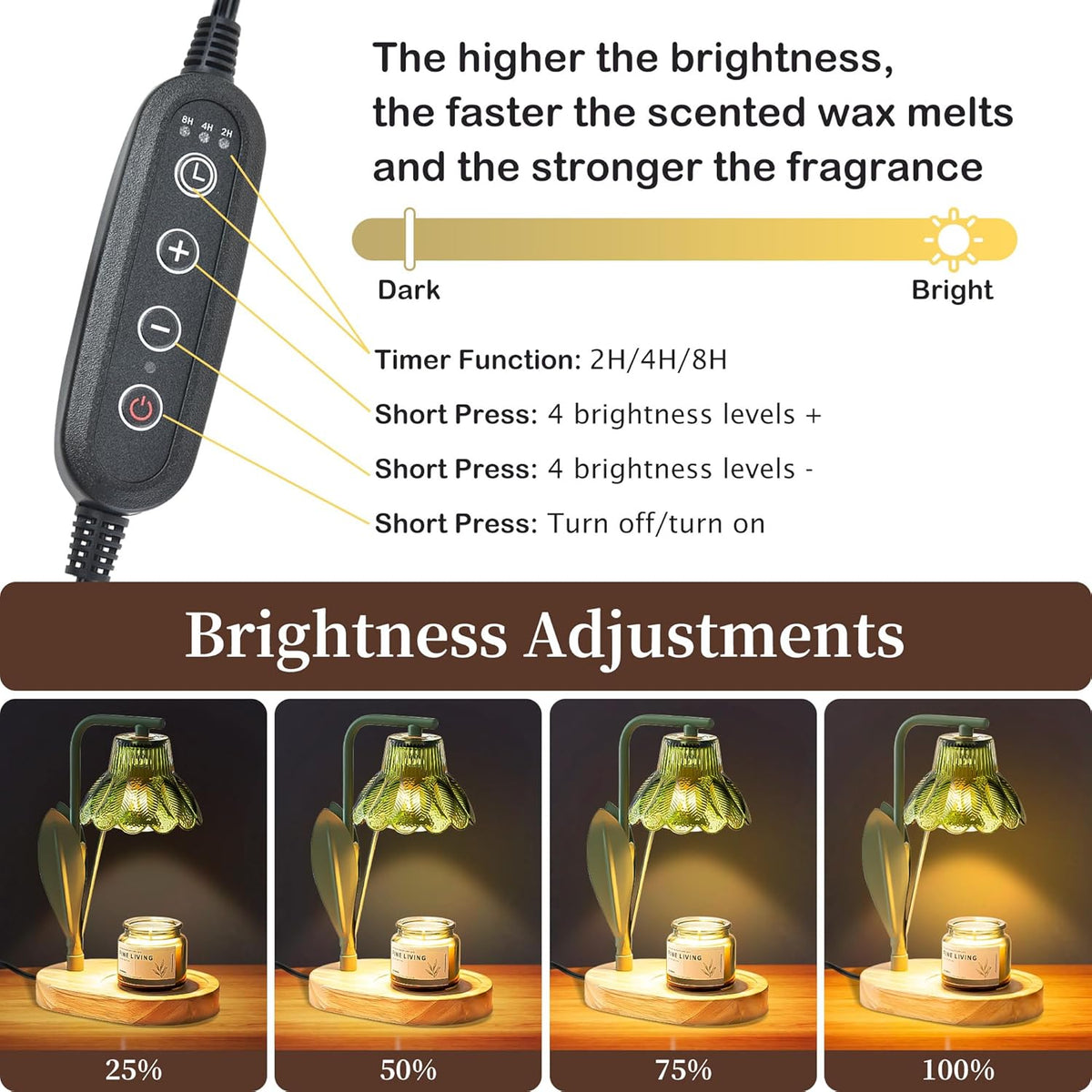 Flower Candle Warmer Lamp with Timer,Dimmable Candle Lamp Warmer,Adjustable Height Candle Warmer for All Jar Candles,Bedroom Living Room Home Decor Aesthetic Christmas Birthday Gifts (Lotus flower)