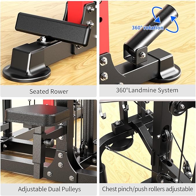 Smith Machine with Cable Crossover System, Multi-Function Power Cage Squat Rack for Home Gym, Power Rack and Packages Weight Sets.