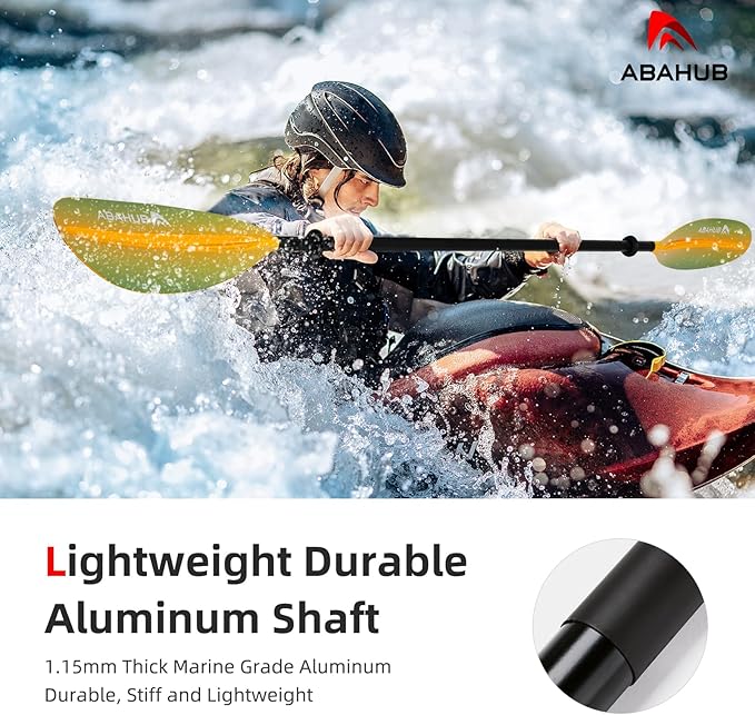 Abahub Kayak Paddle, 90.5 Inches Kayaking Oars for Boating, Canoeing with Free Paddle Leash, Aluminum Alloy Shaft Black/Blue/Green/Orange/Yellow Plastic Blades