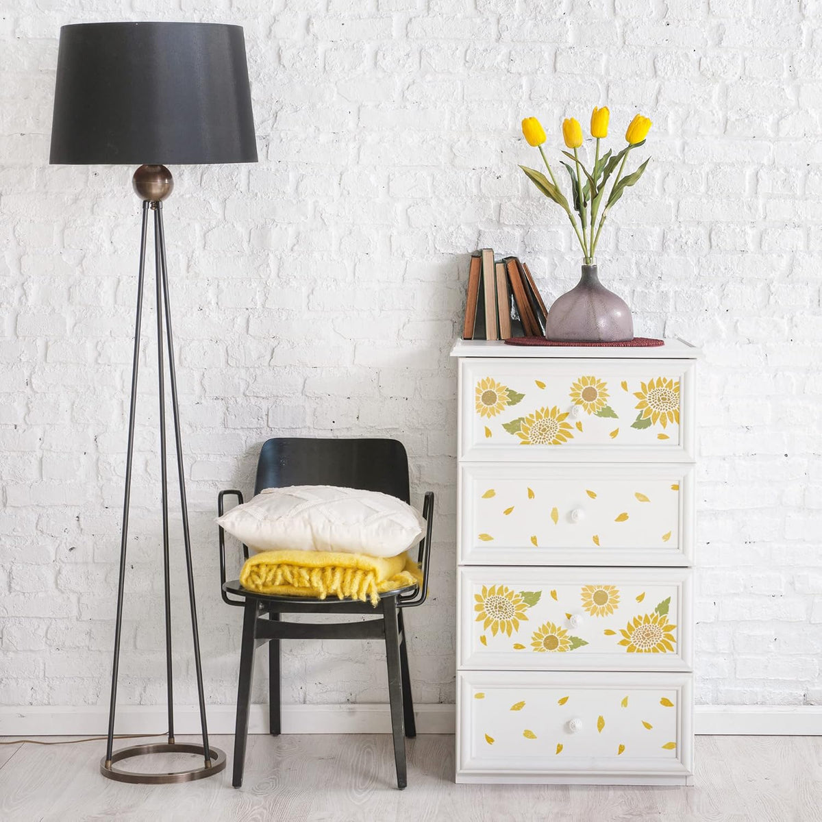 NAKLEO DIY Reusable Plastic Stencil - 21x30cm / 8.3” x 11.7” - Sunflowers Leaf Nature - Art Craft Wall Painting Pattern Template Scrapbooking Decoupage - Fabric Furniture Wood