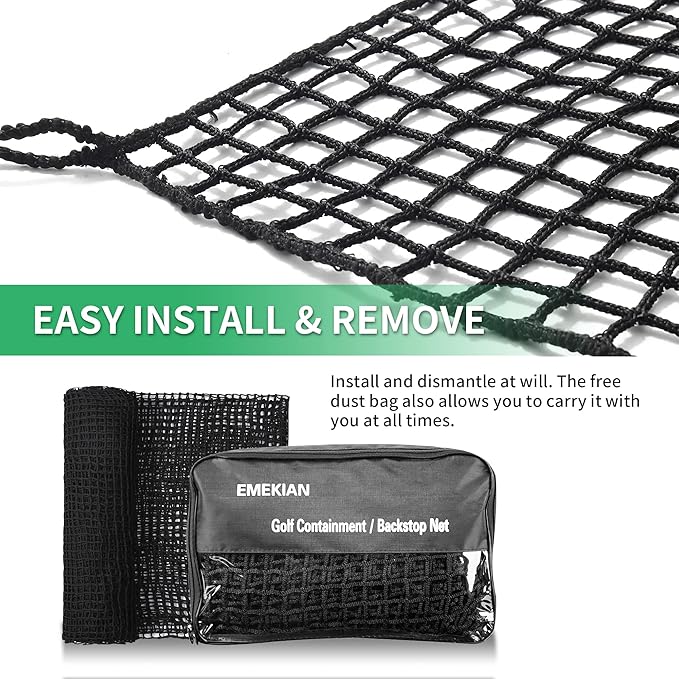 Black Polyester Golf Practice Fence Net, Heavy Duty Golf Ball Barrier Net, Indoor Outdoor Portable Golf Seine Net, Golf Batting Net, Adjustable Protective Net for Backyard