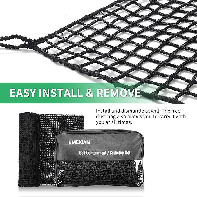 Black Polyester Golf Practice Fence Net, Heavy Duty Golf Ball Barrier Net, Indoor Outdoor Portable Golf Seine Net, Golf Batting Net, Adjustable Protective Net for Backyard