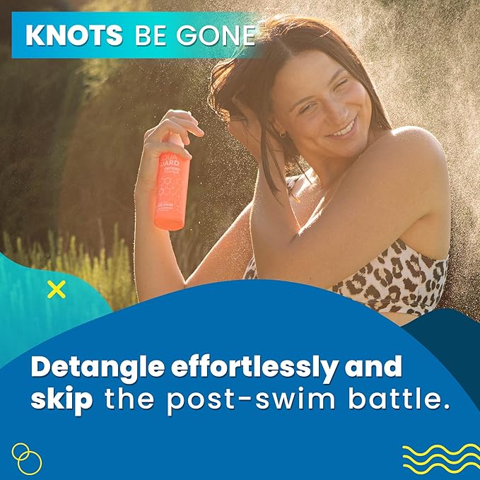 AQUA GUARD Swim Hair Rescue Bundle | Pre-Swim Protection & Post-Swim Repair Kit | Includes Hair Defense, Shampoo, Conditioner, Detangler, Hair Mask & SPF Skin Defense | Chlorine Care For Swimmers