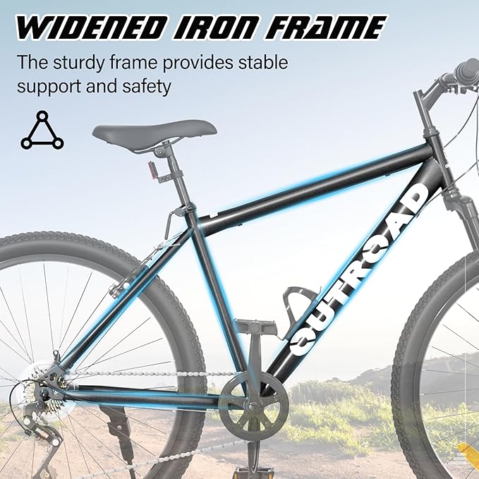 Betterland 26 Inch Mountain Bike, 7/21Speed Adult Bicycle with Dual V Brakes,Front Suspension, High Carbon Steel Frame, with Adjustable Ergonomic Seat Bicycle