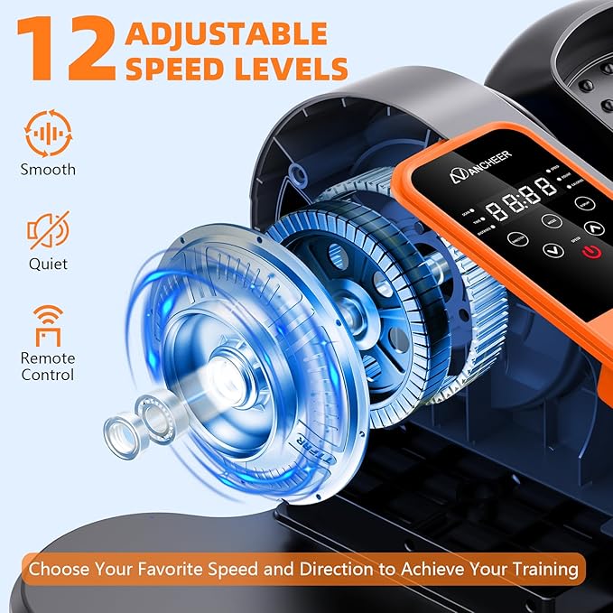 ANCHEER Under Desk Elliptical Machine, Ellipse Leg Exerciser for Seniors with 12 Adjustable Speeds, Quiet & Portable Electric Seated Pedal Exerciser with Remote Control