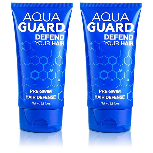 AQUA GUARD Pre-Swim Hair Defense | No More Swim Hair | Prevents Chlorine Damage + Softens Hair While Swimming | Made in California | Color Safe, Leaves Hair Smelling Great | 5.3 oz (2 Pack)