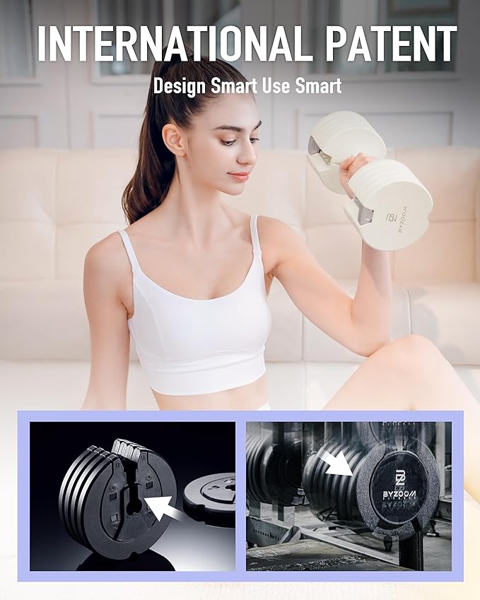 Adjustable Dumbbell – 12.5/25lb Single Unit OR Set of 2 – 5-in-1 Adjustable Weight for Home Gym, Strength Training & Fitness Workouts, White OR Black
