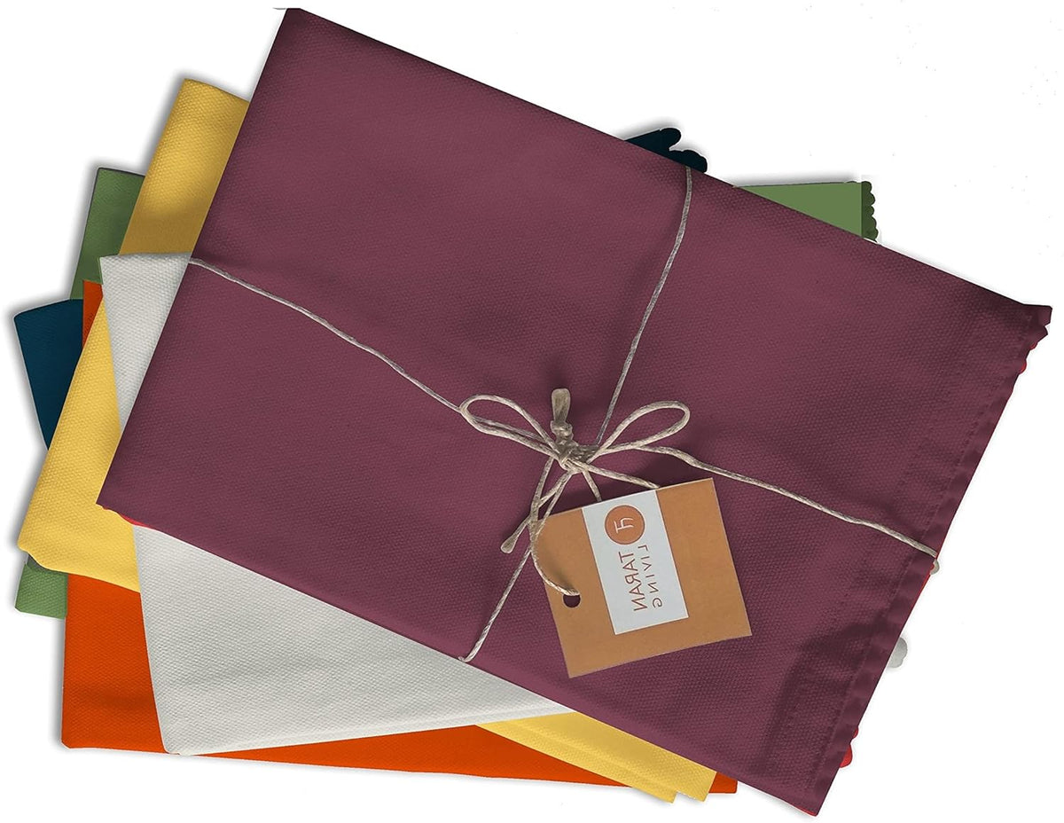 TARAN LIVING Cotton Kitchen Cloths - Assorted (2), Pack of 6 (18"x28")