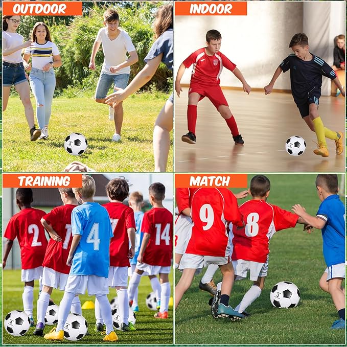 6 Pcs Operation Christmas Soccer Ball Bulk with Pump Needles, Size 3 4 5 Deflated Soccer Ball Gift for Youth Adult Game Training Practice Christian Charity Donation Supplies
