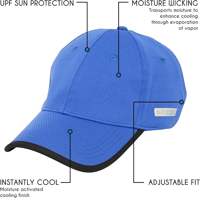 BUILTCOOL Adult Cooling Baseball Hat ??Men & Women Moisture Wicking, Mesh Back, Lightweight, Performance Ball Cap