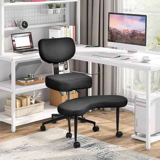 Meditation Chair Cross Legged ADHD Office Chair for Adults with Wheels Ergonomic Back Support and Leg Rest for Multi Position Criss Cross Sitting Kneeling and Yoga Height Adjustable, Mesh Style