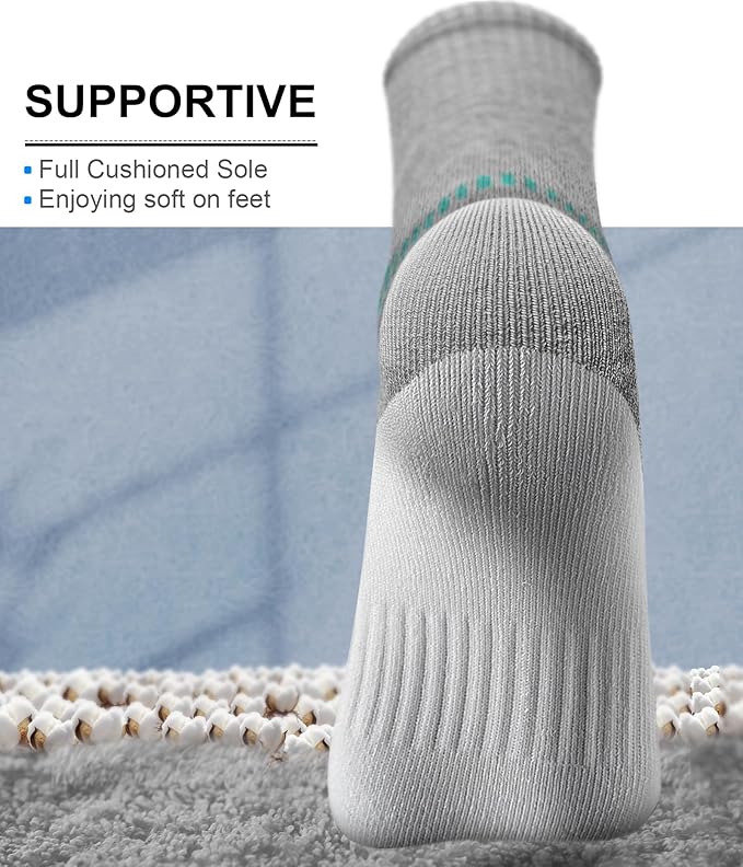 BULLIANT Compression Socks for Men 6Pairs, Athletic Crew Socks Cushioned For Men Sports Running-Arch Support