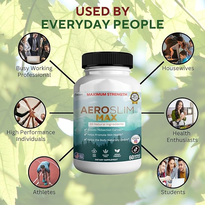 Aeroslim Max Natural Dietary Supplement, 60 Capsules, Maximum Strength, Vegan, Gluten Free, Non-GMO, Made in USA (3)