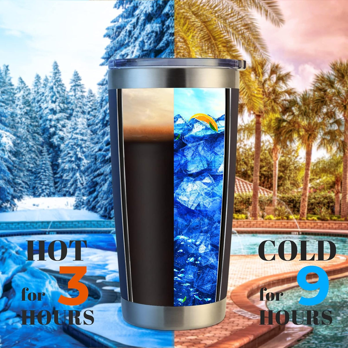 DOMICARE 20oz Stainless Steel Tumbler Bulk with Lid, Double Wall Vacuum Insulated Travel Mug, Powder Coated Coffee Cup (Navy, 12)