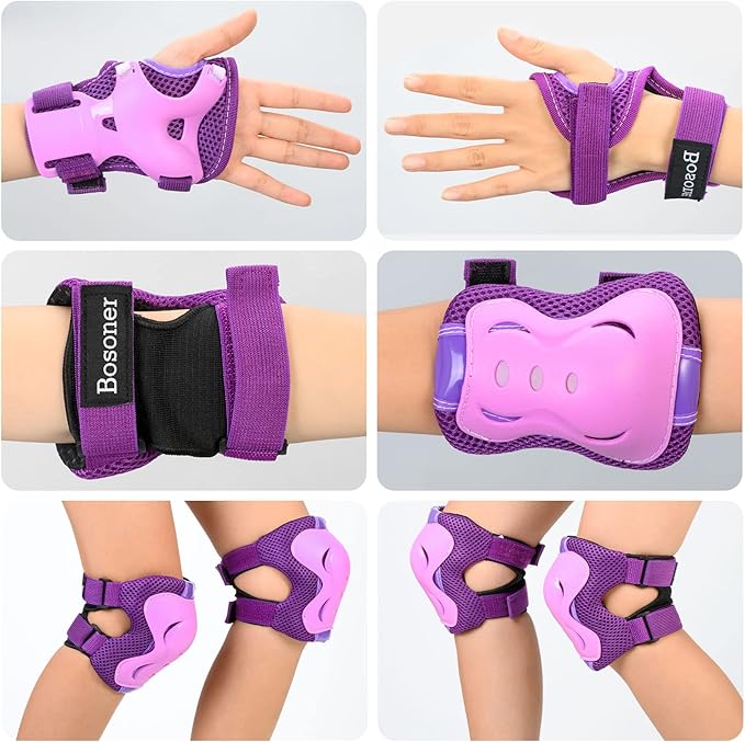 BOSONER Kids/Youth Knee Pad Elbow Pads Guards Protective Gear Set for Roller Skates Cycling BMX Bike Skateboard Inline Skatings Scooter Riding Sports