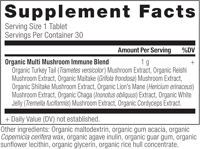 Ancient Nutrition Mushroom Supplement, Organic Multi Mushroom Immune Support Tablet, Supports Stress Response, Gluten Free, Paleo and Keto Friendly, 30 Count