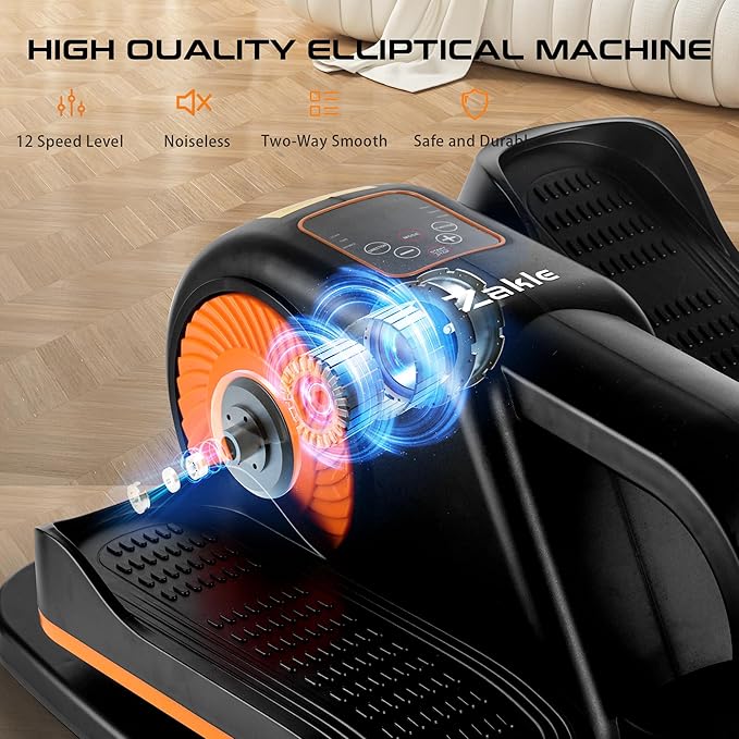 Zakle Under Desk Elliptical Machine, Ellipse Leg Exerciser as Seen on Tv for Seniors w/Remote & 12 Speeds Level, Manual & Auto Mode, Quiet Electric Seated Pedal Exerciser for Home Office