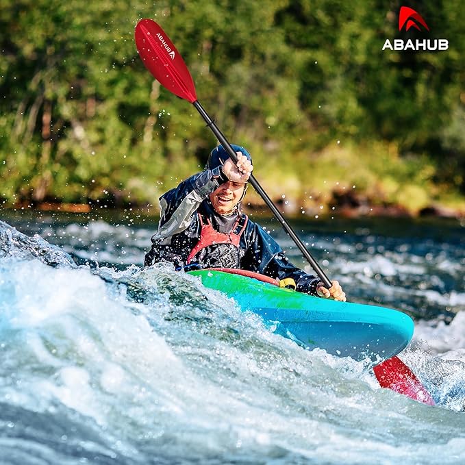 Abahub Kayak Paddle, 90.5 Inches Kayaking Oars for Boating, Canoeing with Free Paddle Leash, Aluminum Alloy Shaft Black/Blue/Green/Orange/Yellow Plastic Blades