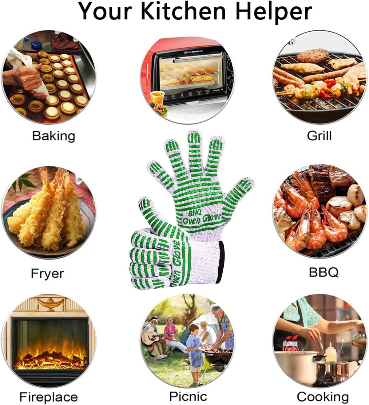 CZSYZCZS Extreme Heat Resistant Oven Gloves - 932F - Cooking Gloves for BBQ, Grilling, Baking,Cutting, Smoker Fireplace