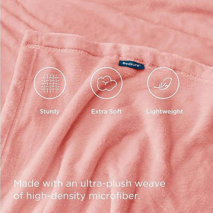 Bedsure Fleece King Size Blankets for Bed Pink - Soft Lightweight Plush Cozy Fuzzy Luxury Microfiber, 108x90 inches