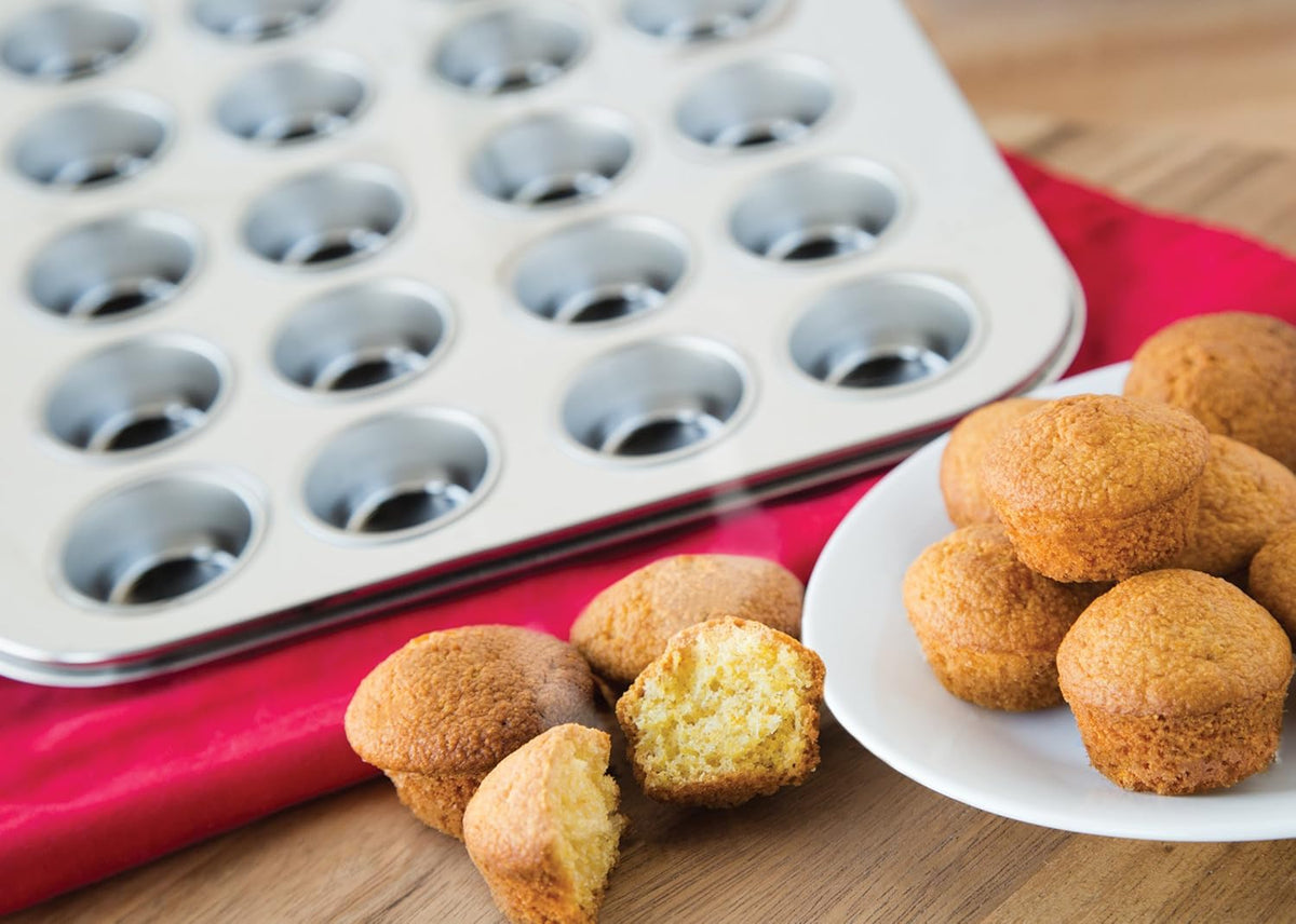 Fox Run Mini Muffin and Cupcake Pan, 24 Mini Cups, Stainless Steel Baking Pan, 10.5 x 13.75 x 1.5 inches,