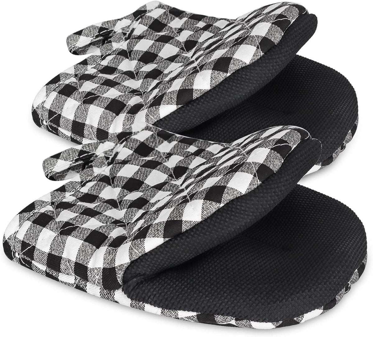 1 Pair Short Oven Mitts, Heat Resistant Silicone Kitchen Mini Oven Mitts for 500 Degrees, Non-Slip Grip Surfaces and Hanging Loop Gloves, Baking Grilling Barbecue Microwave Machine Washable