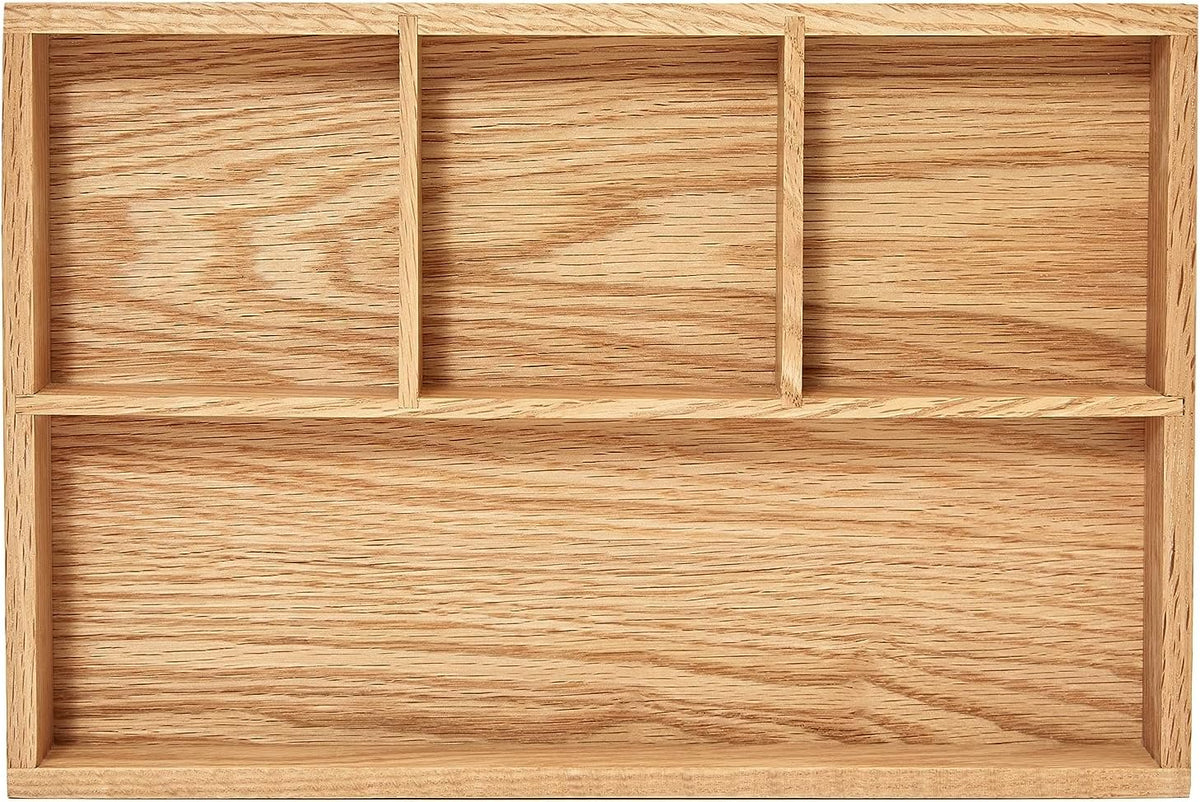 pandapark Wood Organizer Tray,Black Walnut,Desk & Drawer Storage Box (Oak Master-4)