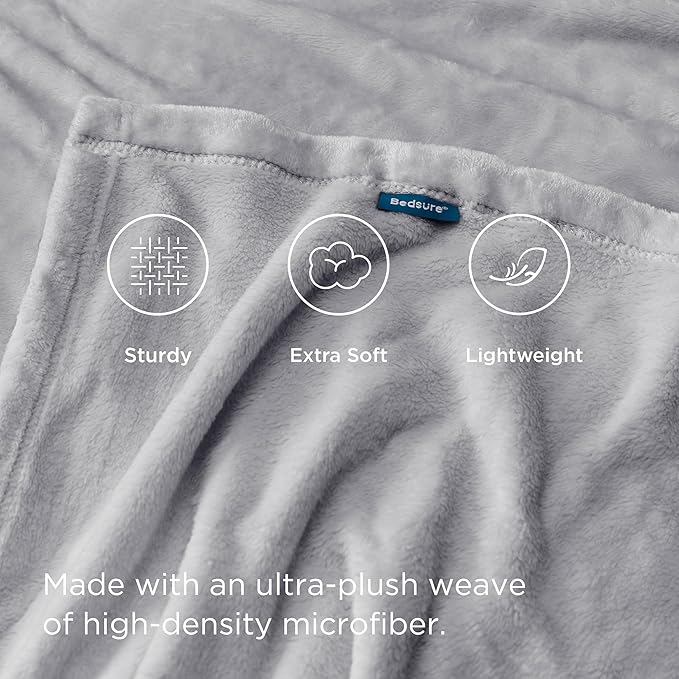Bedsure Fleece Blankets King Size Light Grey - Bed Blanket Soft Lightweight Plush Cozy Fuzzy Luxury Microfiber, 108x90 inches