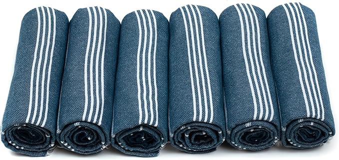 HAVLULAND Turkish Beach Towels Oversized -100% Turkish Cotton Super Soft Lightweight - Absorbent and Quick Drying Bath Towel - Sand Free Beach Towel - Turkish Towels for Adults (Teal, 6 Pack)