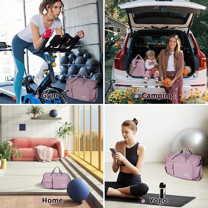 FIORETTO Women's Gym Duffle Bag with Shoes Compartment, 37L Capacity, Ideal for Travel, Gym, Sports, Duffel, Weekender