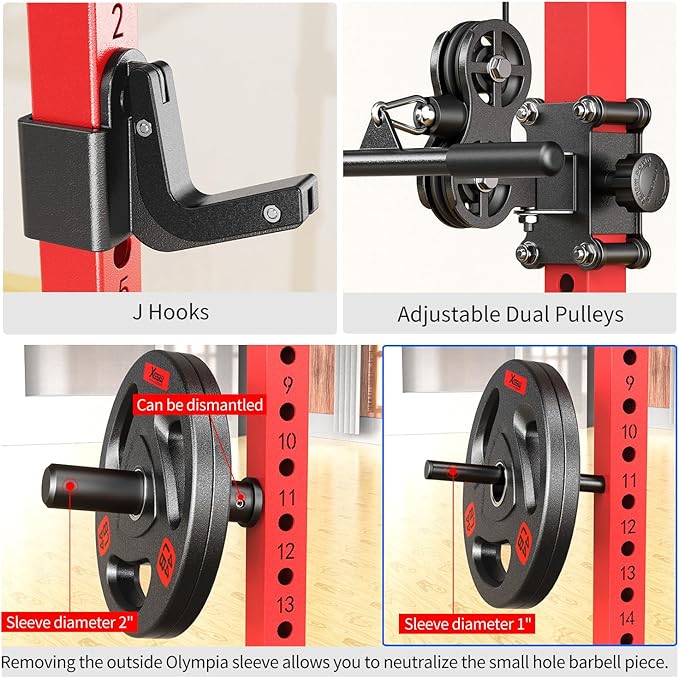 Power Rack Power Cages Multi-Function Squat Rack with Cable Crossover System Selectable More Training Attachment Weight Cage for Garage Home Gym