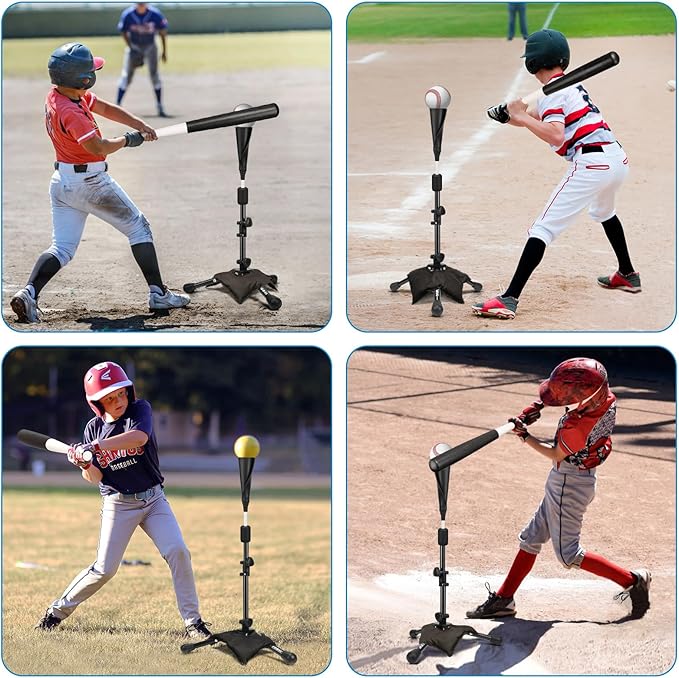 Baseball Tee for Kids,Youth Stand Set,Teeball Set,Youth Baseball,Softball Batting Tee Set,Easy Adjustable Height