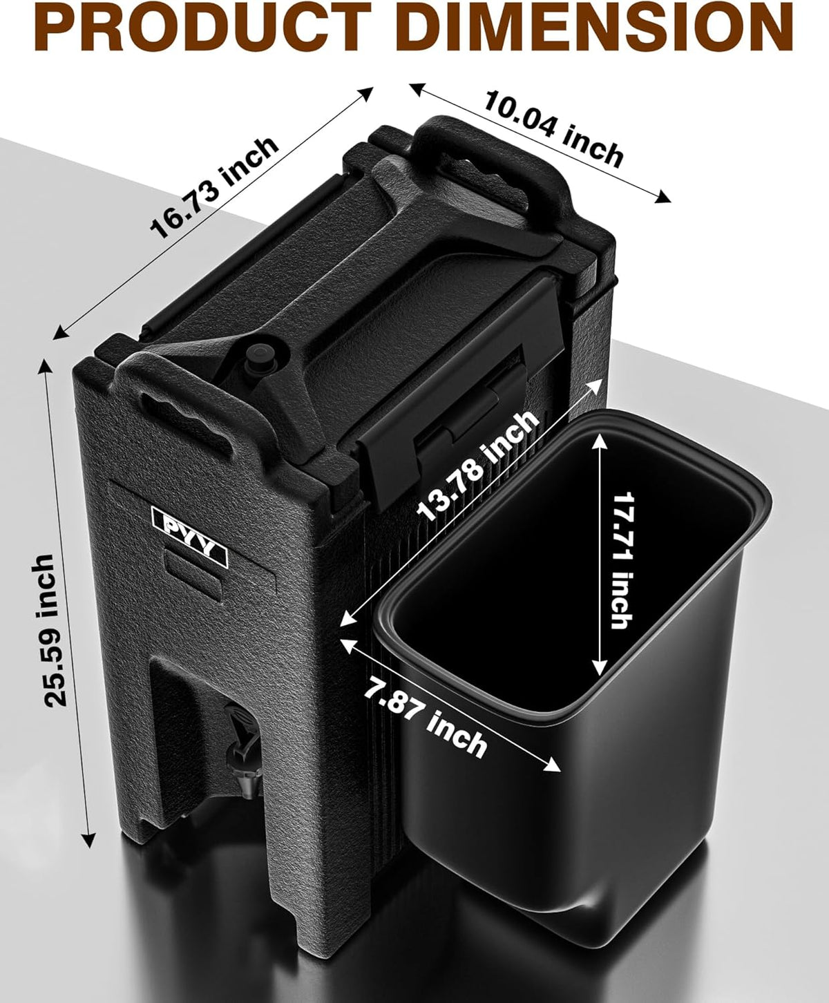 PYY Insulated Beverage Dispenser 5 Gallon - Hot and Cold Drink Container with Handles, Thermal Drink Dispenser Cooler Server carrier For Commercial Catering Black