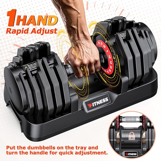 Adjustable Dumbbells Set of 2, 1 Hand Adjustable Weights Dumbbells Set, 5 in 1/10 in 1 Free Dumbbell with Anti-Slip Texture Handle, 25/55/80lb Pair Weight Set For Home Gym Suit both Men and Women