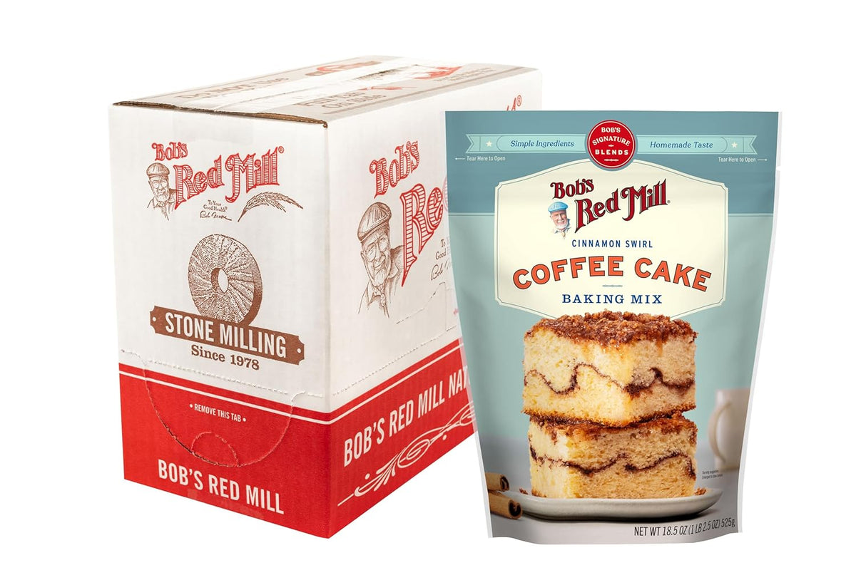 Bob's Red Mill Cinnamon Swirl Coffee Cake Baking Mix - 18.5 oz Bag (Pack of 4), Simple Clean Ingredients, Homemade Taste, Non-GMO