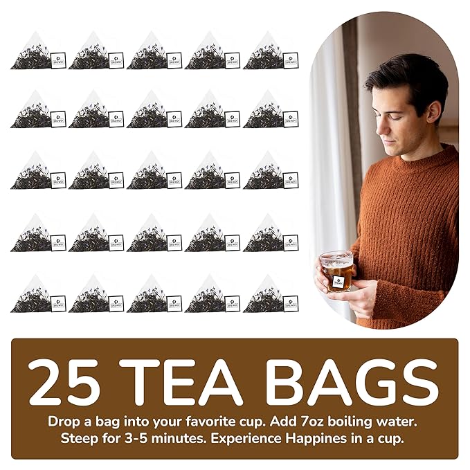 BREWIX, Vanilla Caramel Dessert Tea (25 Pyramid Black Tea Bags) | Naturally Flavored, Caffeinated & Sugar-Free | A Cozy & Indulgent Brew for Anytime Cravings