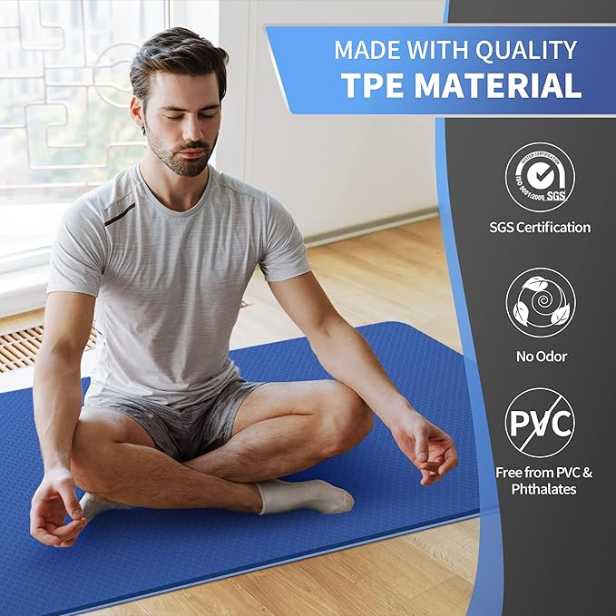 CAMBIVO Extra Wide Yoga Mat for Women and Men (72"/84"x 32"x 1/4") TPE Workout Mat, Non-slip Large Exercise Fitness Mat for Yoga, Pilates, Workout