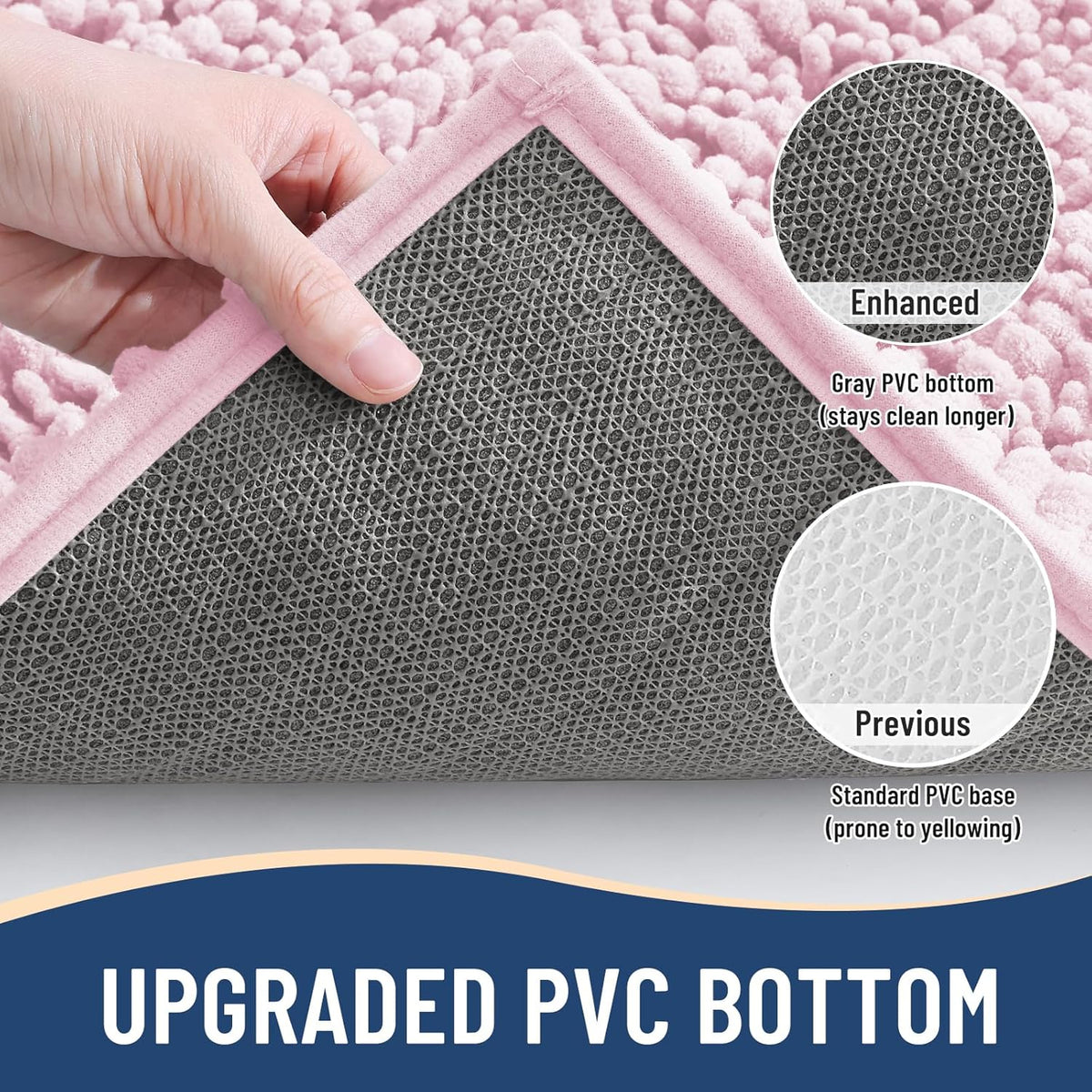 Arotive Luxury Chenille Bathroom Rug Mat, Extra Soft Thick Absorbent Shaggy Bath Rugs, Non-Slip Machine Wash Dry, Plush Bath Mats for Bathroom, Shower and Tub, 30x20, Pink