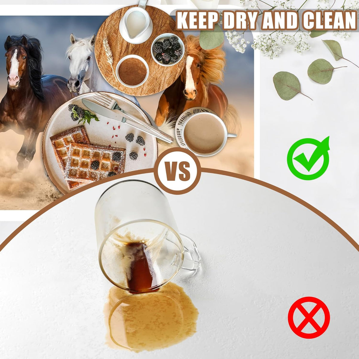 Horses Run in Desert Coffee Mat Absorbent Dish Drying Mat for Kitchen Counter Hide Stain Rubber Backed Coffee Bar Accessories Fit Under Espresso Machine Cafe Table, 15.7 x 23.6 Inch