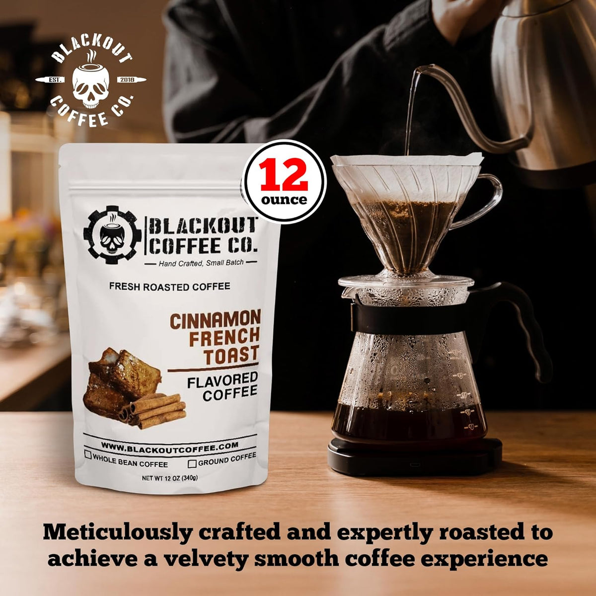 Blackout Coffee Cinnamon French Toast Flavored Ground Coffee – Medium Roast, Smooth Taste, Guilt Free Indulgence – Freshly Roasted 12oz Bag, American Made