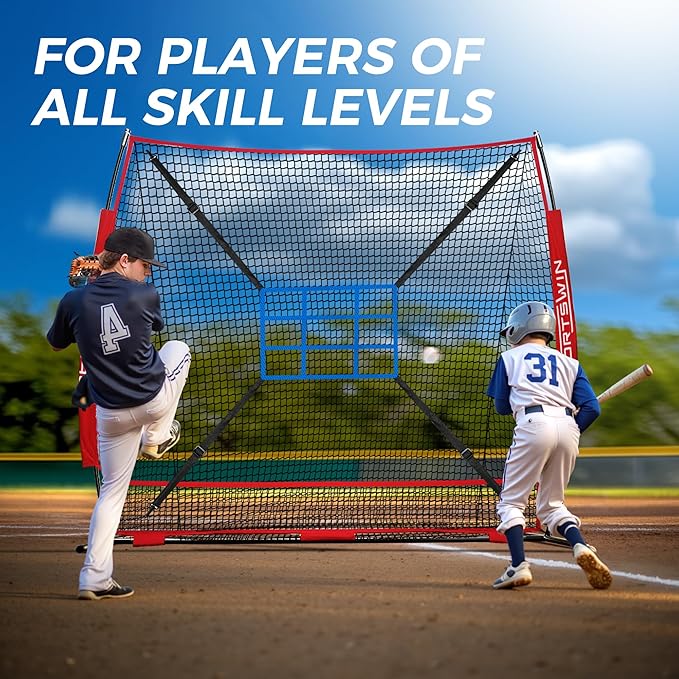 7x7 FT Baseball Net for Batting Pitching Hitting, with Strike Zone, Softball Net for Batting and Pitching, Baseball Practice Training Equipment for Kids Adult Youth