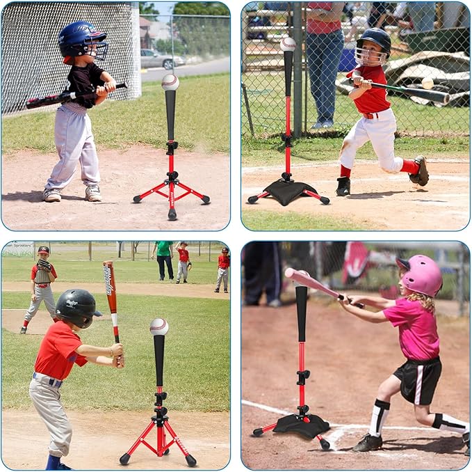 Baseball Tee for Kids,Youth Stand Set,Teeball Set,Youth Baseball,Softball Batting Tee Set,Easy Adjustable Height