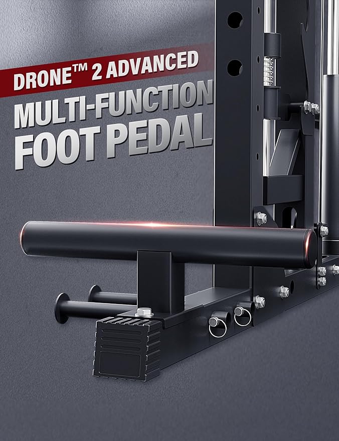 Major Fitness Drone2 Advanced Training Smith Machines– All-in-One Home Gym Squat Rack with Aluminum Pulley Set , Weight Bar, Dual LAT Pull-Down Systems & Cable Crossover Machine for Full-Body Workouts