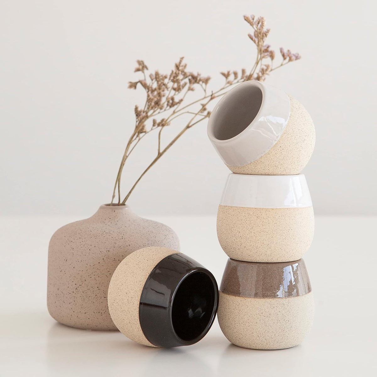 Ceramic Espresso Cups Set of 4, 4.5oz capacity - Cortado Macchiato Coffee Mugs for Nespresso Machine - Espresso Glasses - Demitasse Cups - Tazas de Cafe - Espresso Accessories - Expresso Coffee Cup