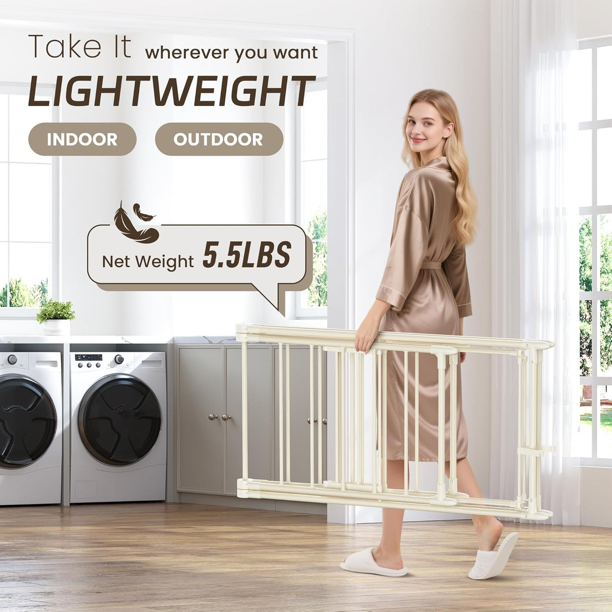 GameGem Clothes Drying Rack, Drying Rack Clothing, Foldable Laundry Drying Rack with 3 Heights-Adjustable, Sturdy Carbon Steel & Anti Slip Feet, Indoor Outdoor Use, Cream White