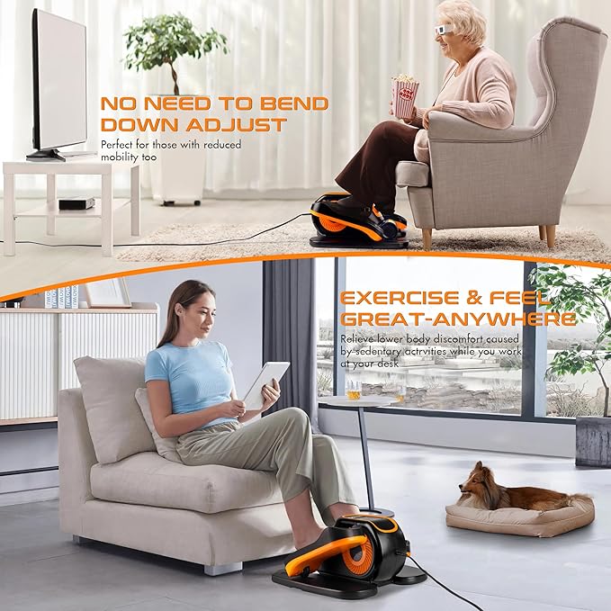 Zakle Ellipse Leg Exerciser as Seen on Tv for Seniors, Electric Under Desk Elliptical Machine w/Remote & 12 Speeds Level, Manual & Auto Mode, Quiet Seated Pedal Exerciser for Home Office